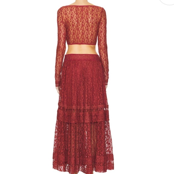 Free People Burgundy Lace set - Picture 3 of 9
